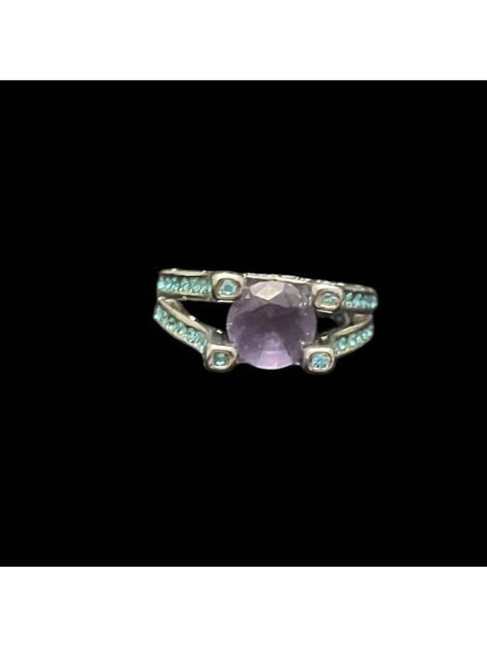 ASHLEY. silver-toned ring with purple and blue stones
